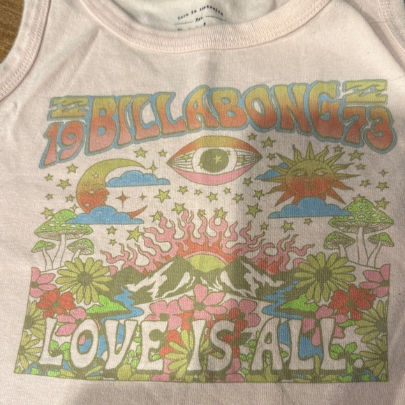 Billabong Cropped Pink Graphic Tank Top - Picture 3 of 3
